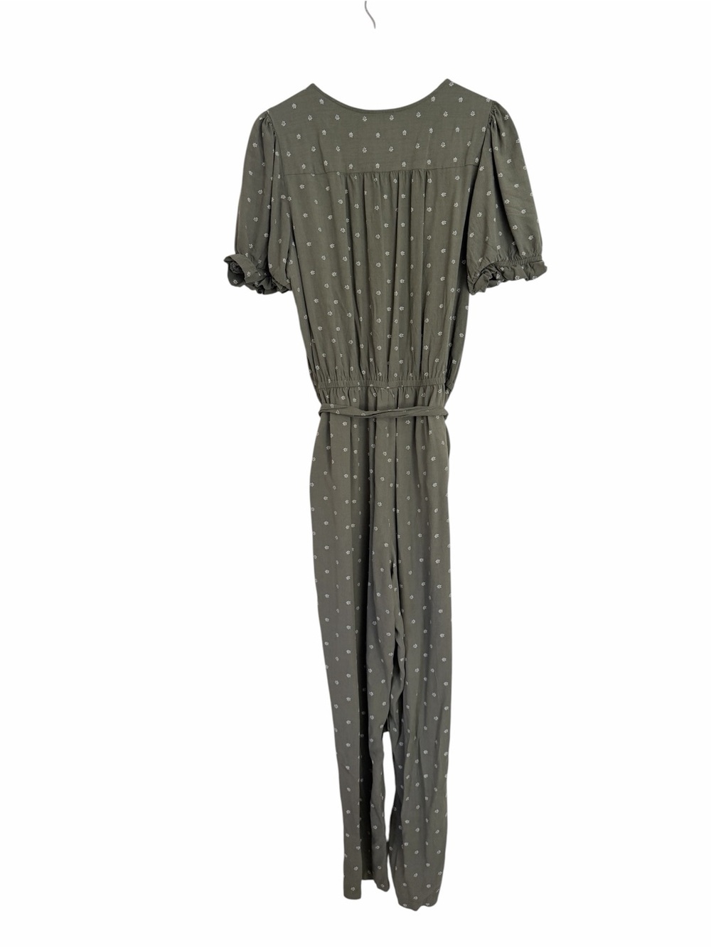 NWT ($99) Lucky Brand Olive Green Printed V-Neck Jumpsuit with Belt Sz XL - Picture 13 of 14